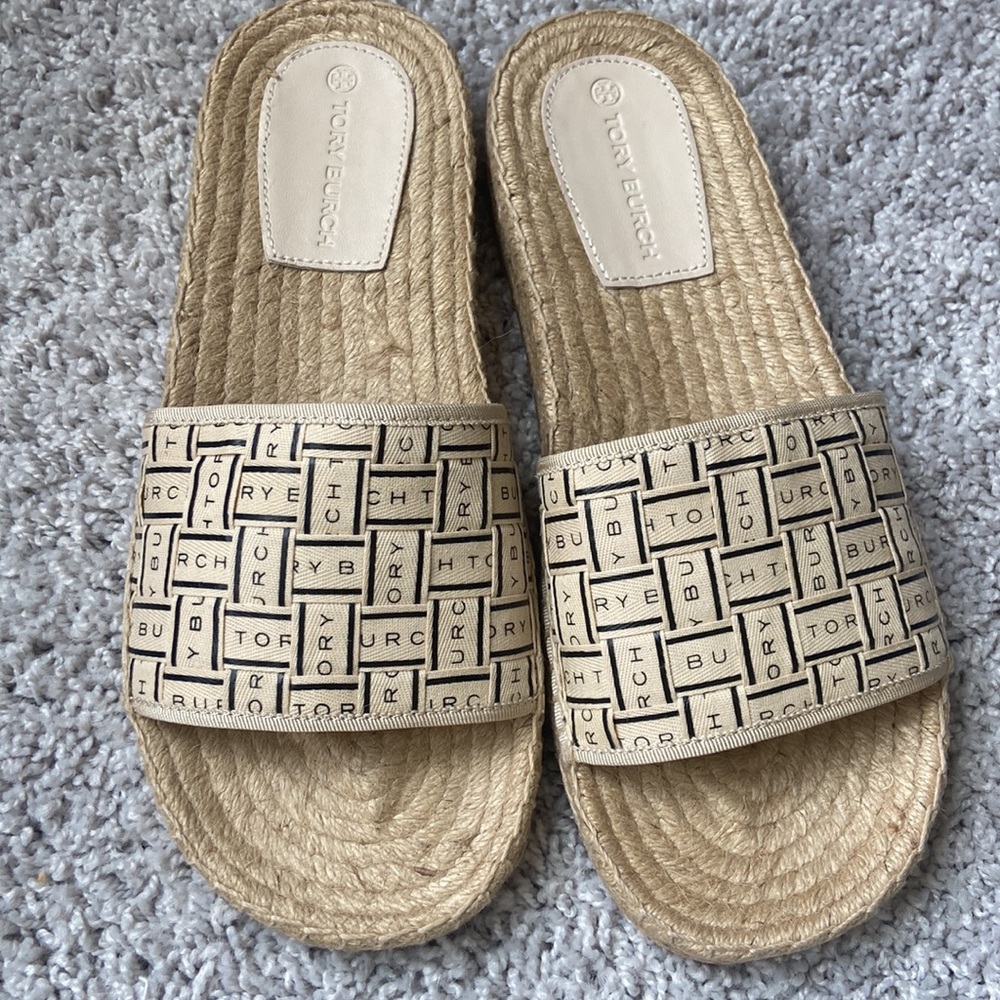 NWT Tory Burch Ribbon Espadrille Slide